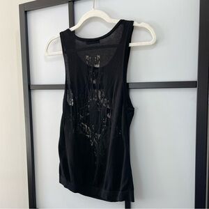 [m] Titika Black Mesh Print Design Activewear Tank Top Breathable & Soft